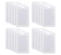 ABOOFAN Lot de 30 Protège-cartes en Plastique Transparent Blanc Couverture Rabattable, Support de Rangement Pratique pour Cartes de Bus et Badges D'élève