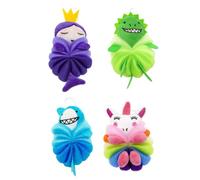 ABOOFAN Lot de 4 Boules de Bain Exfoliantes en Mousse Style Dessin Animé, Douces et Confortables pour Garçon et Filles, pour Nettoyage et Gommage Corporel à Domicile