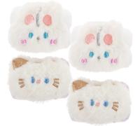 ABOOFAN Lot de 4 Bracelets de Poignet en Fausse Fourrure de Lapin, Absorbants et Imperméables, Couleur Blanche, Taille Petite, pour Lavage du Visage, Spa, Maquillage et Activités