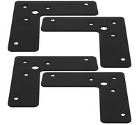 ABOOFAN Lot de 4 Équerres en L Plates pour Fixation Bois, Acier Inoxydable 2 Mm Épaisseur, 100x100 Mm, Noir, Supports Robustes pour Assemblage et Renfort D’armoire et Placard