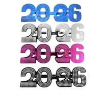 ABOOFAN Lot De 4 Lunettes Numérotées 2026 Lunettes De Bonne Année Lunettes Amusantes Fournitures De Fête Du Réveillon Du Nouvel An Décoration De Faveur