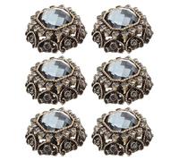 ABOOFAN Lot de 6 Boutons Métalliques à Coudre 17 MM Dorés Strass Bleu-Gris pour Manteaux Pulls et Accessoires de Couture