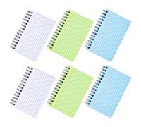 ABOOFAN Lot de 6 Fiches Bristol Lignées à Spirale 7,6 X 12,7 Cm, 2 Blanches, 2 Bleues, 2 Vertes, Bloc-notes Compact pour Prise de Notes, Révision et Organisation Scolaire