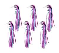 ABOOFAN Lot de 6 Rubans Décoratifs à Pompons pour Guidon de Trottinette Garçon et Filles Rubans Tassel Bleu Rose Holographique Compatibles Vélos Tricycles et Porte-Bébés Accessoires