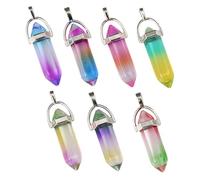 ABOOFAN Lot de 7 Pendentifs en Verre Coloré Dégradé Double Pointe Hexagonale Accessoires DIY pour Création de Colliers Bracelets et Boucles d'Oreilles Présent Anniversaire Grand-Mère