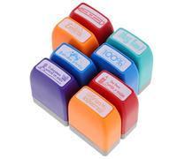 ABOOFAN Lot de 8 Set de Tampons D'enseignant Colorés pour Évaluation, Tampons de Notation en Espagnol, Matériel Pédagogique Scolaire, Fournitures pour Classe et Bureau, Présents