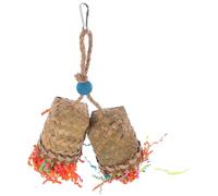 ABOOFAN Mâcher Suspendu pour Perroquets en Bois Tressé Feuilles de Palmier, Accessoire Multifonction pour Cage d'oiseaux, pour Stimuler et Divertir Votre Oiseau Couleur Couleur Aléatoire