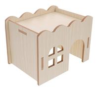 ABOOFAN Maison en Bois Naturel pour Hamster et Cobaye, Cachette Confortable et Sécurisée pour Jouer et Dormir en Intérieur Toute L'année