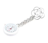 ABOOFAN Montre de Poche Suspendue Fleur, Montre Infirmière Clip, Alliage Blanc, Cadran Lisible, Rétractable, pour Étudiants et Infirmières, Environnement sans Montre-Bracelet