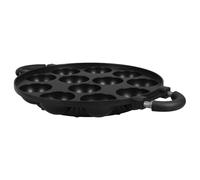ABOOFAN Moule à Takoyaki Rond 12 Trous en Alliage D'aluminium Noir | Surface Antiadhésive, Cuisson sur Plaque Électrique, pour Poffertjes et Repas Familiaux, Poignée Intégrée