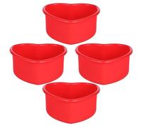ABOOFAN Moule Coeur Individuel en Silicone Compatible Friteuse à Air Saint-valentin Lot de 4 Pièces, Résistant Haute Température pour Pâtisserie Maison pour Gâteau