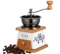 ABOOFAN Moulin à café manuel, en fonte antique avec manivelle pour grains de café et expresso, moulin à main rétro en bois et céramique pour la maison, le bureau, les voyages
