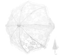 ABOOFAN Ombrelle Décorative de Mariée en Dentelle Blanche, Parasol Léger et Robuste en Fer et Tissu, Accessoire Élégant pour Mariage et Fête Dansante