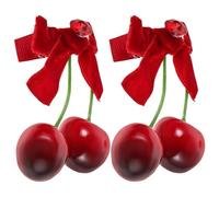 ABOOFAN Paire de Pinces à Cheveux Rouges en Tissu Velours Doux, Clips Cerises Mignons pour Filles, Accessoires Coiffure Automne Hiver, Barrettes Fruitées Confortables et Élégantes,