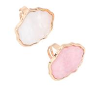 ABOOFAN Palette de Nail Art Bague en Résine Effet Coquillage Marbré Blanc et Rose, Lot de 2, Taille Moyenne, pour Mélanger Couleurs et Pigments, Usage Professionnel et Personnel,