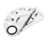 ABOOFAN Palette et Spatule Métallique 2 Pièces en Acier Inoxydable, Plateau Semi-Circulaire pour Nail Art et Maquillage, Outil de Mélange pour Artistes et Usage Quotidien