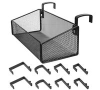 ABOOFAN Panier de Rangement Suspendu Métallique Noir pour Chevet, Double Couche, Support de Bureau et Téléphone, Rangement Compact pour Chambre, Dortoir et Bureau, Étagère Fil Métallique