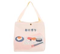 ABOOFAN Paquet à Déjeuner à Bento en Toile Beige, Isotherme, Poignée | Motifs Peints à Main, Boucle Métallique Robuste, Format Pratique pour Aliments, Pains de Glace, École, Bureau et Études