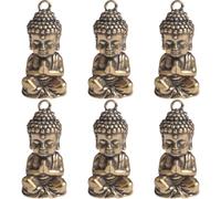 ABOOFAN Pendentif Porte-clés Bouddha en Laiton Vintage Lot de 6 Pièces | Or, Forme Bouddha, Breloques DIY pour Création Bijou, Article Souvenir pour Fêtes