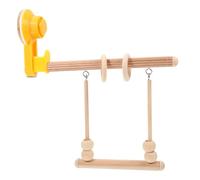 ABOOFAN Perchoir pour Perroquet en Bois Ventouse, de Fenêtre | Support D’entraînement Aérien, Structure Multifonction, Sûr pour Oiseaux et Perroquets, Accessoire de Cage