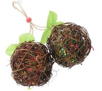 ABOOFAN Perroquet à Mâcher en Bois Double Balle pour Calopsittes et Petits Oiseaux, Suspendu pour Amusement et Activité de Recherche Alimentaire