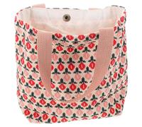 ABOOFAN Petit Paquet à Motif Floral Fourre-tout en Velours Côtelé | Format Compact, Intérieur Spacieux, Accès Facile, Style Élève pour Transport Quotidien et Rangement Léger