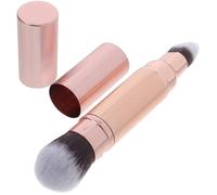 ABOOFAN Pinceau de Maquillage Double Embout Rétractable Pinceau à Poudre et Correcteur Brosse à Blush Rose Doré Outil Compact pour Maquillage de Voyage Poils Non Tombants pour Femmes