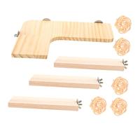 ABOOFAN Planche à Sauter en Bois Beige pour Petits Animaux et Perroquets, Support Sûr à Mâcher Écrous Métalliques, Augmente L'activité, Ensemble de 10 Pièces