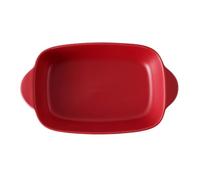 ABOOFAN Plat de Cuisson Rectangulaire Céramique Rouge avec Double Anse Plaque à Pizza Antiadhésive pour Four et Micro-ondes Ustensile de Pâtisserie Créatif pour Pizza et Gratins