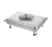 ABOOFAN Plateau de Service Rectangulaire Argentés en Acier Inoxydable avec Couvercle, Facile à Ranger, pour Buffet Self-service et Banquets Modernes