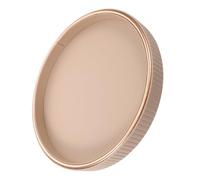 ABOOFAN Plateau Décoratif Rond pour Table Basse, 12 Pouces, Cuir PU | Liseré Doré, Design Moderne Beige, Rangement Sûr pour Cosmétiques et Petits Objets, Usage Maison