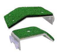 ABOOFAN Plateforme pour Tortues Pelouse Synthétique PP 2 Pièces, Aire de Repos et Escalier pour Aquarium, Accessoire pour Tortues Marines et Terrestres