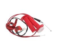 ABOOFAN Poignée D'accélérateur pour Moto Tout Usage Rouge en Alliage et Plastique avec Câble Intégré et Interrupteur D'arrêt Rapide pour Dirt Bike 50-250cc