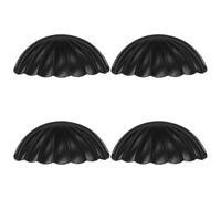 ABOOFAN Poignées de Porte de Placard en Alliage Noir Lot de 4 Vintage Forme Coquillage, Faciles à Installer Style Classique et Décoratif pour Meubles et Armoires