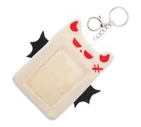 ABOOFAN Porte-Cartes Photo en Peluche Ailes de Démon Étui Porte-Clés Mignon Blanc Compatible Cartes d'Identité et Cartes Photos Accessoire Léger pour Étudiants et Fans K-Pop