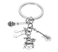 ABOOFAN Porte-clés Pendentif Musique en Alliage Argenté Léger et Facile à Transporter pour Paquet ou Paquet à Main Design Unique Guitare Basse et Note de Musique
