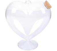 ABOOFAN Pot De Bonbons En Verre Coeur Avec Bouchon De Liège 7.48X6.30X2.36 Pouces Contenant Transparent Pour Rangement Alimentaire Cuisine Fête Maison