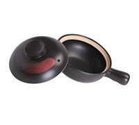 ABOOFAN Pot de Cuisson Argile Traditionnel pour Gaz Domestique Casserole de Mijotage avec Couvercle Cuisson Maison Polyvalente pour Soupe Porridge et Plats Mijotés Petite Unie Noire Rouge