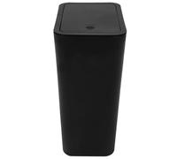 ABOOFAN Poubelle Ménagère Noire Compacte en Plastique avec Couvercle Escamotable, Corbeille à Ordures pour Organiser la Cuisine et la Salle de Bain, Design Élégant