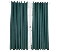 ABOOFAN Rideaux Occultants À Œillets pour Salon 100 X 130 Cm en Lin Texturé Vert Foncé pour Plus Dintimité Et De Décoration | Lumière Naturelle Filtrée, Économie D'énergie et Résistance à L'usure, Chambre ou Vitrine