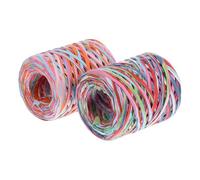 ABOOFAN Ruban d'Emballage en Papier Raphia 2 Rouleaux 200 M Ficelle Tressée Colorée Corde Artisanale pour Présents Fleurs et Loisirs Créatifs