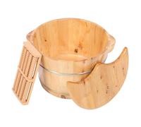 ABOOFAN Seau pour Bain de Pieds en Bois Couvercle et Masseur, Grosse Capacité, Facile à Nettoyer, Étanche, pour Usage la Maison