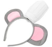 ABOOFAN Serrage-Tête Oreilles Souris Grises Toque de Chef Blanche, Bandeau Doux pour Carnaval, Fête d'Anniversaire et Cosplay, Accessoire Unisexe