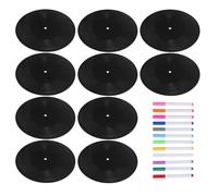 ABOOFAN Set de Décoration Murale avec Disque Vinyle Noir en Plastique Personnalisable, Style Vintage Rétro, pour Salon et Livre d'or, Incluant Marqueurs pour Graffiti