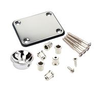 ABOOFAN Set de Remplacement pour Guitare Électrique Plaque de Manche en Métal Argenté et Ferrules de Cordes, Incluant Vis, pour Montage et Protection du Manche