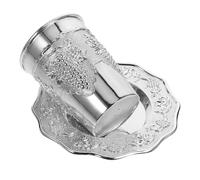 ABOOFAN Set Kiddush Cup with Saucer for Shabbat Alloy Judaica Wine Cup Elegant Holiday Celebration Glassware for Passover and Weddings