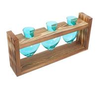 ABOOFAN Station de Propagation pour Plantes avec Support en Bois et Vases en Verre Bleu de Cœur, Propagation de Boutures et Décoration de Bureau