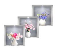 ABOOFAN Sticker Mural Décoratif 3d Fleurs en Pvc pour Chambre et Salon, Lot de 3 Pièces, Décoration Murale Élégante et Adhésive pour Couvrir les Taches