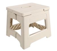 ABOOFAN Tabouret de Pliable en Plastique Support Ergonomique Beige 20cm | Siège Portable Léger pour Petites Salles de Bain, pour Rasage et Camping, Tapis Antidérapant