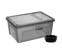 ABOOFAN Terrarium Noir en PP avec Bol d'eau Intégré pour Gecko Léopard et Reptiles, Observation Claire et Habitat Pratique pour Élevage et Alimentation
